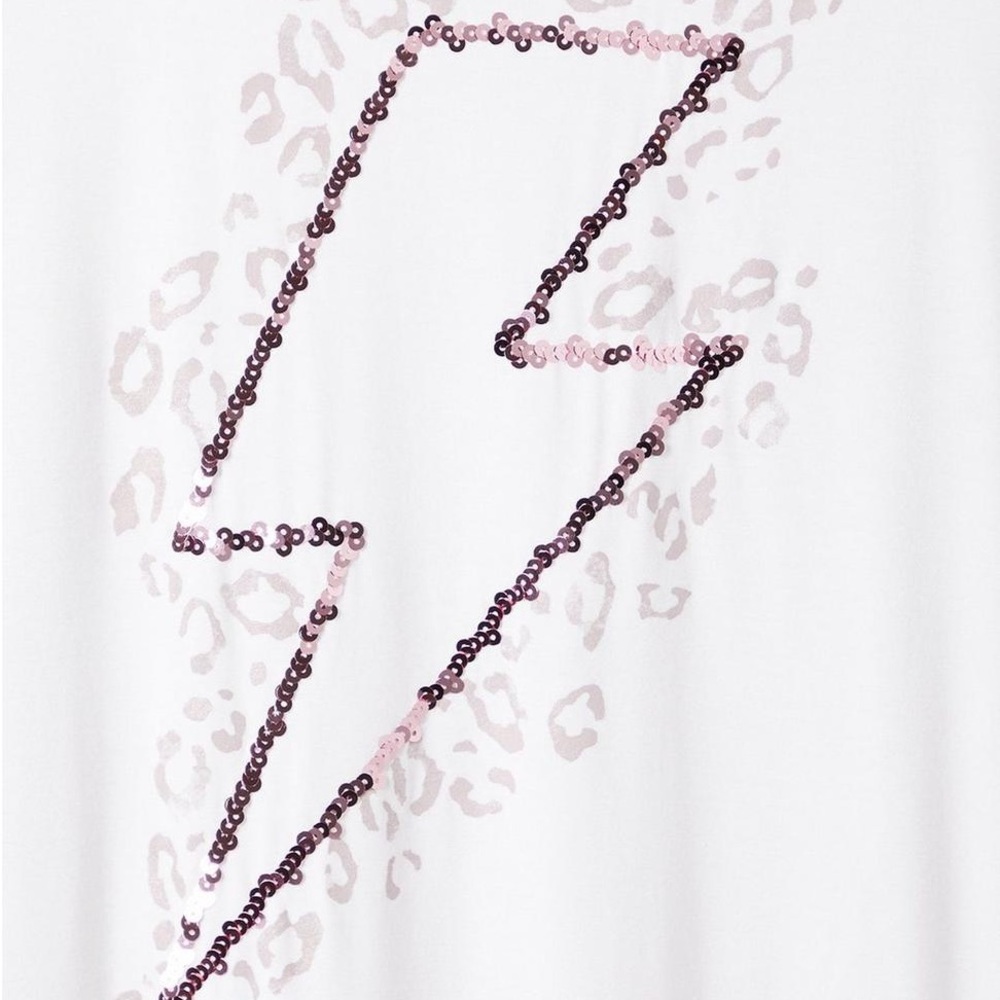 Torrid Perfect Tee - Super Soft Leopard Sequin Bolt White Size 1 (14/16) - Picture 5 of 7